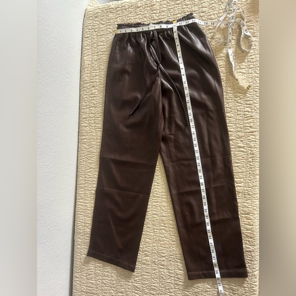 Rebecca Taylor Womens Brown Leather Wide Leg Pants Drawstring Waist NWOT Small - Picture 9 of 10